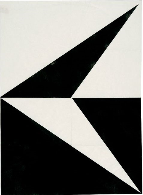 Artwork by Hermann Glöckner, Keil nach links in Schwarz, Made of tempera on Japon