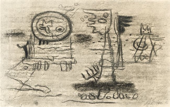 In metaphysischer Landschaft (Skizze). by Willi Baumeister, 1946