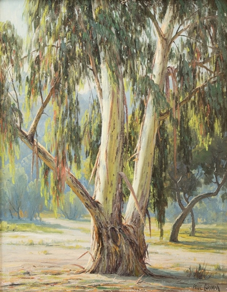 Silent Dignity, landscape with eucalyptus tree by Paul Grimm, 1946