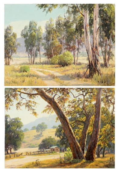 Two works: Country Road and Nojoqui Park, Santa Ynez Valley by Paul Grimm