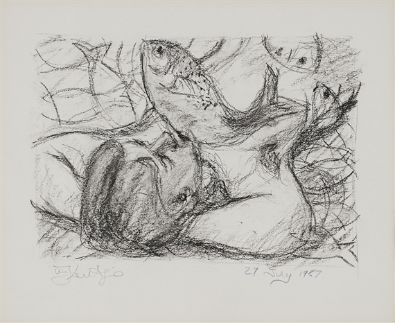 Untitled (reclining figure and fish)