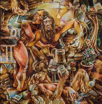 Interior with three nudes - Mikhail Ilyich Dremov