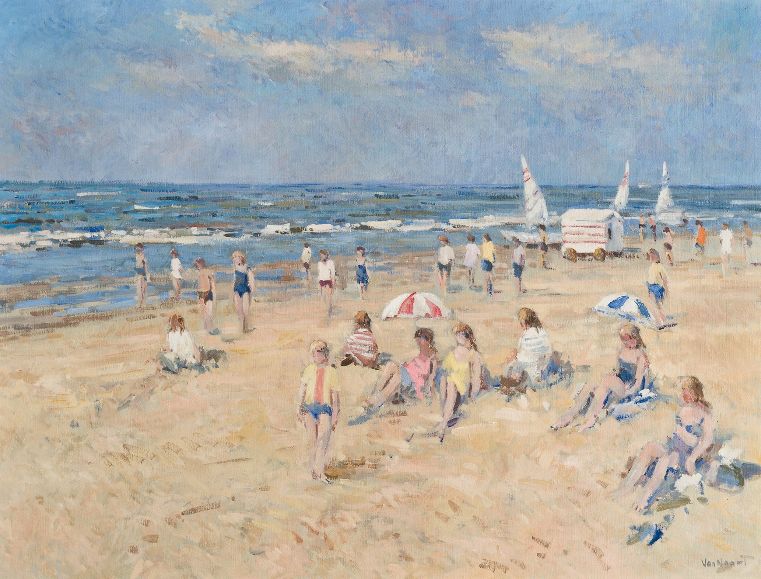 Artwork by Arie C. Van Noort, The Beach at Zandvoort, Made of Canvas