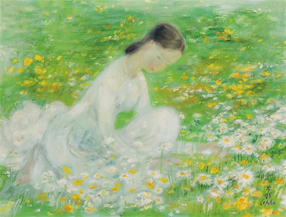 Lady with Flowers by Lê Ph?