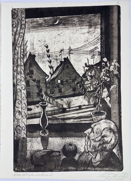 Artwork by Hans Körnig, Winterabend, Made of Etching on handmade paper