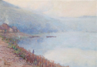 Brouillard sur la Meuse/Cloor - Eugène Verdyen
