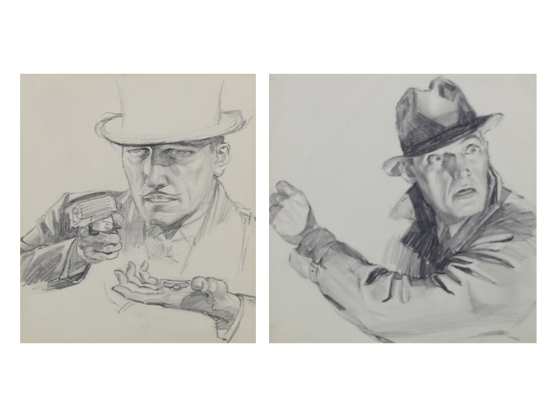 Artwork by Stockton Mulford, Pulp Illustrations, Made of pencil drawings on paper