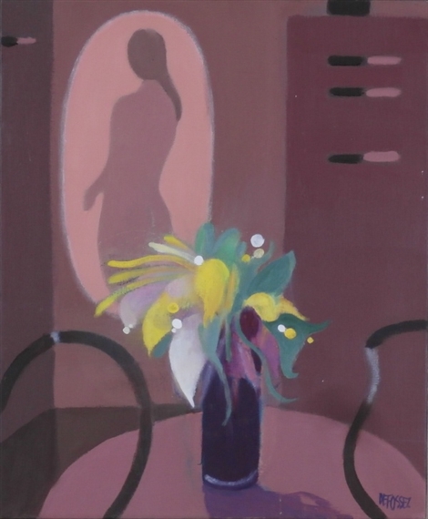 Nude with Table and Bouquet by Alfred Defossez