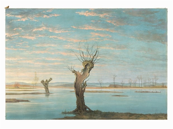 A. von Riesen | Tree - Lined River Landscape (1940) | MutualArt