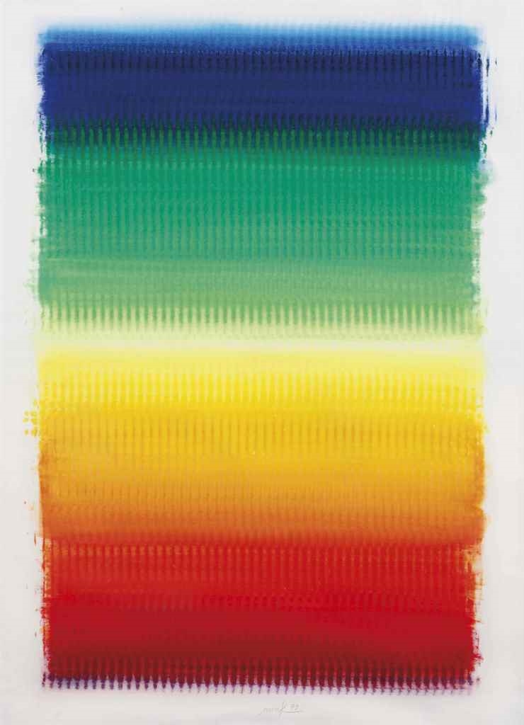 Artwork by Heinz Mack, Ohne Titel (Regenbogen) (Untitled (Rainbows)), Made of pastel on paper