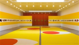 Polly Apfelbaum's fallen paintings and beads of devotion in her secular chapel of abstract art