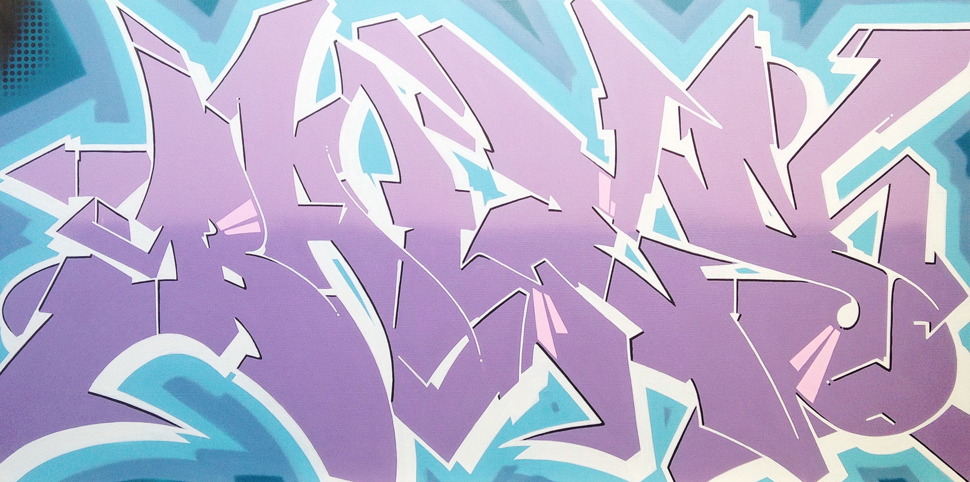 Artwork by Bates, Purple Haze, Made of Spray paint, marker and brush on canvas
