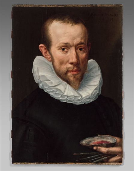Adriaen Thomas Key | Portrait of an artist holding his brushes and ...