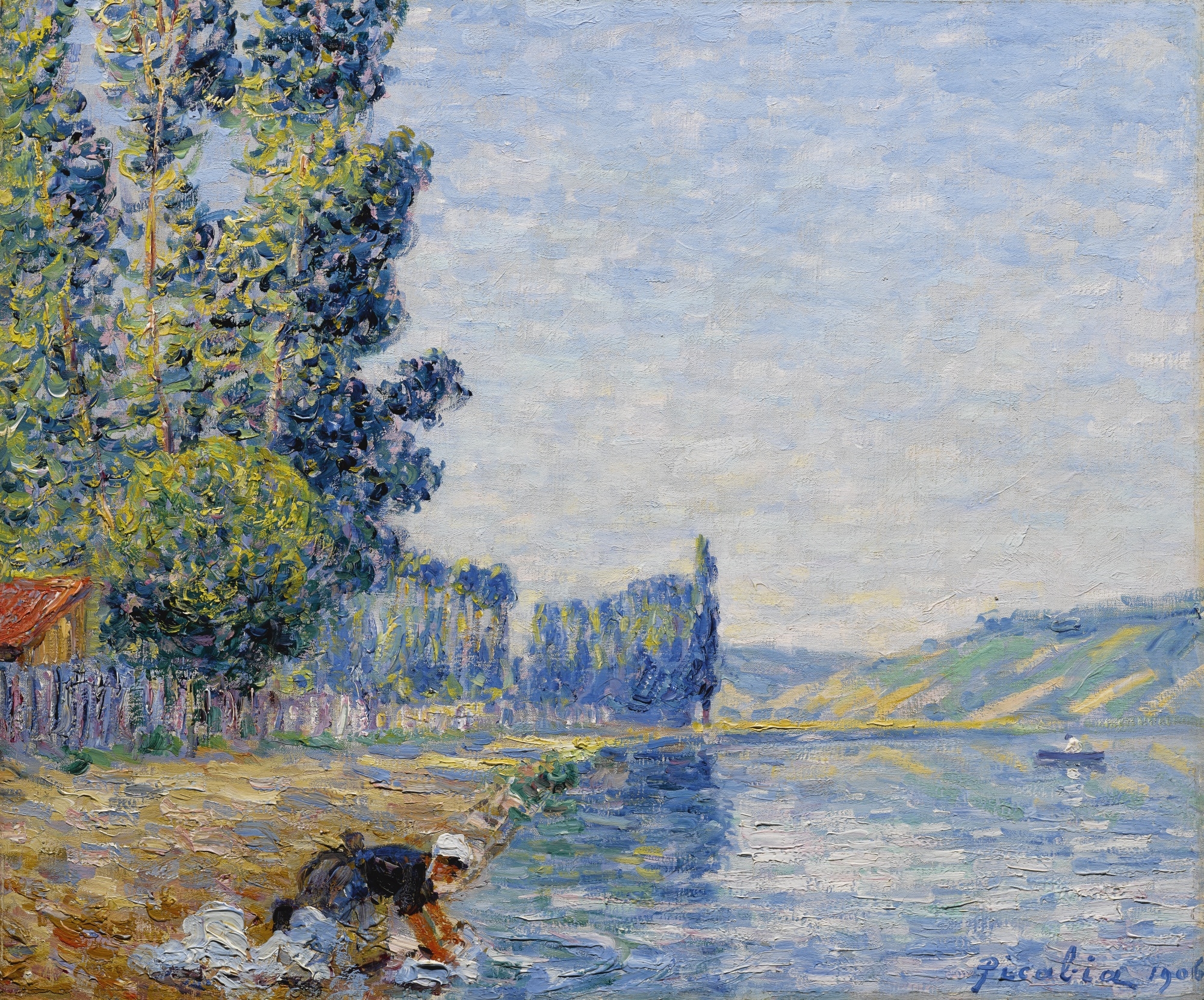 Artwork by Francis Picabia, LAVEUSE SUR LES BORDS DE L'YONNE, LE MATIN, Made of Oil on canvas