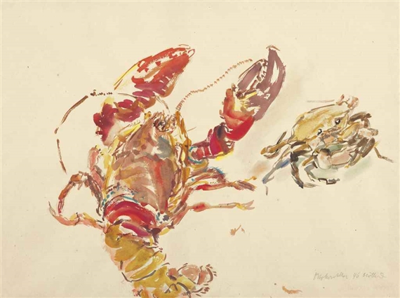 Stilleben mit Hummer by Oskar Kokoschka, 1946