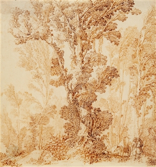 Wooded Landscape with Travellers - Monogrammist PH