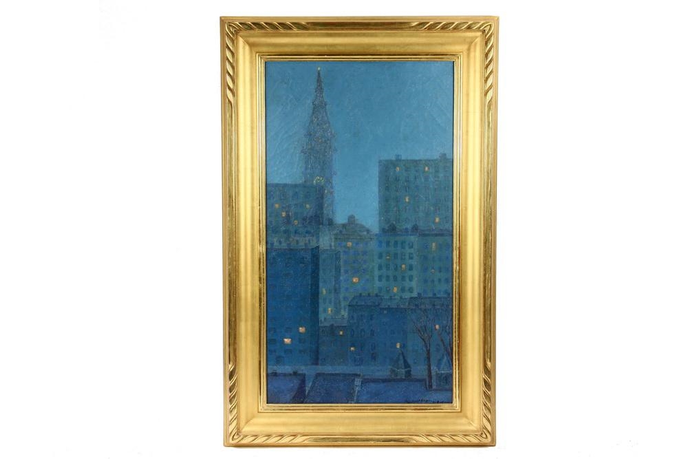 Artwork by Colin Campbell Cooper, New York Nocturne, Made of oil on canvas
