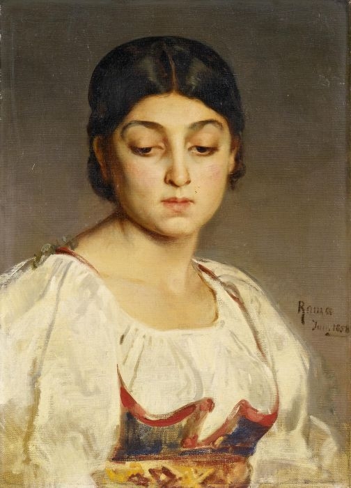 Portrait of a Young Roman Woman by Ludwig Knaus, 1858