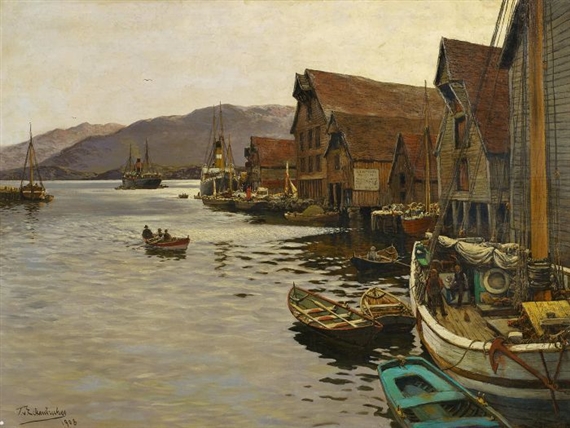 Im Hafen von Flekkefjord, Norwegen by Karl Paul Themistocles von Eckenbrecher, 1908