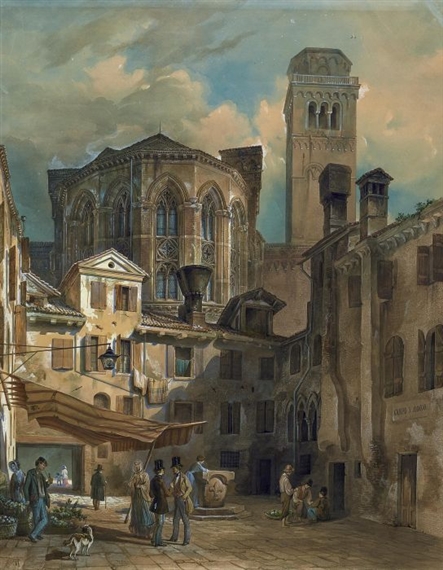View of Campo San Rocco and Santa Maria Gloriosa dei Frari in Venice