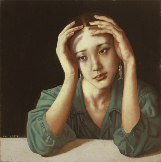 Girl with Fish Earrings by Lui Liu, 2001