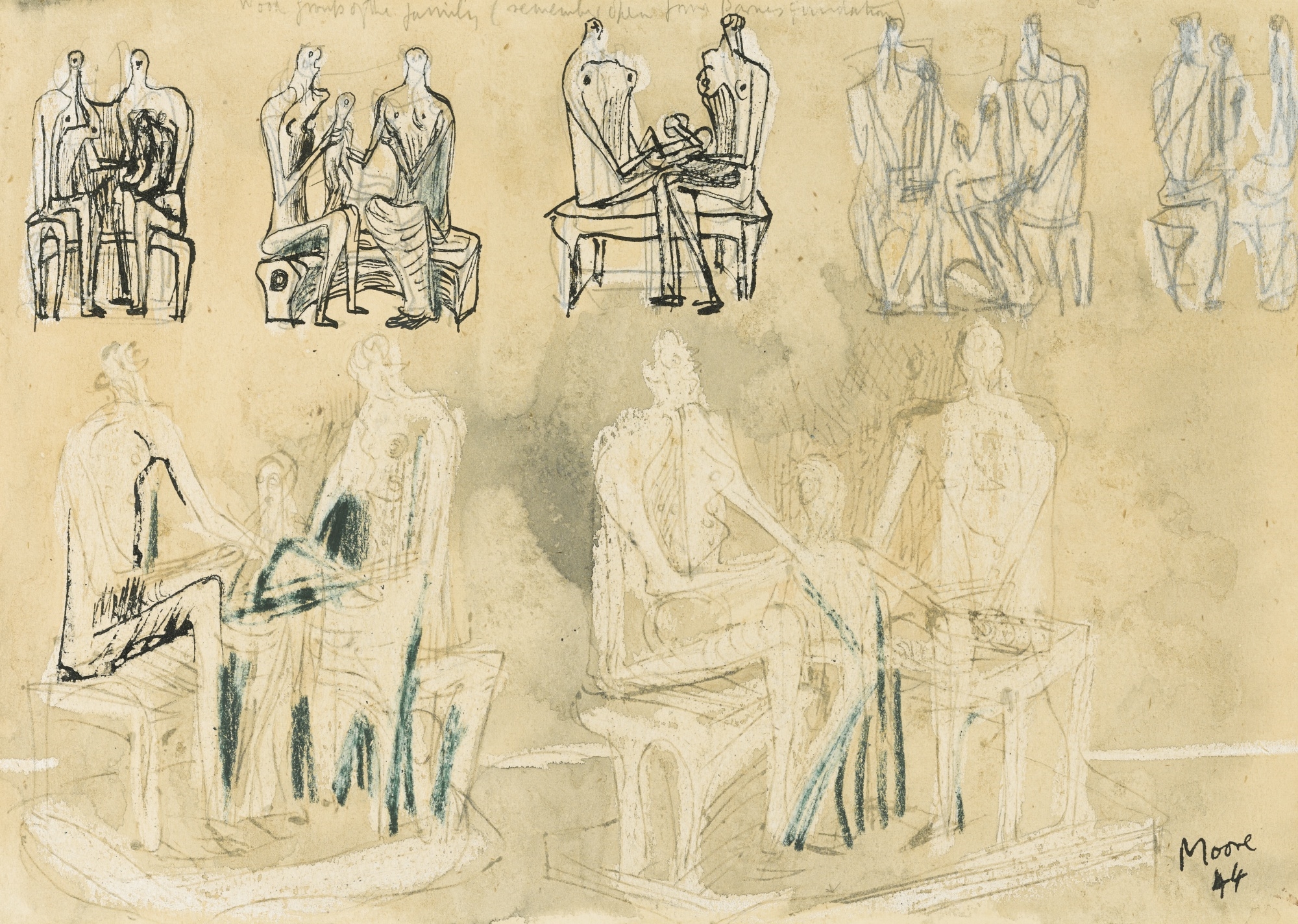 STUDIES FOR FAMILY GROUP by Henry Moore, 1944