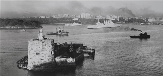 The City and Fort Denison from Bridge of 'Himalaya' by David Moore, 1950, printed 1993