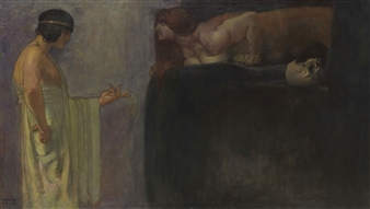 Ödipus Löst das Rätsel der Sphinx - Franz von Stuck