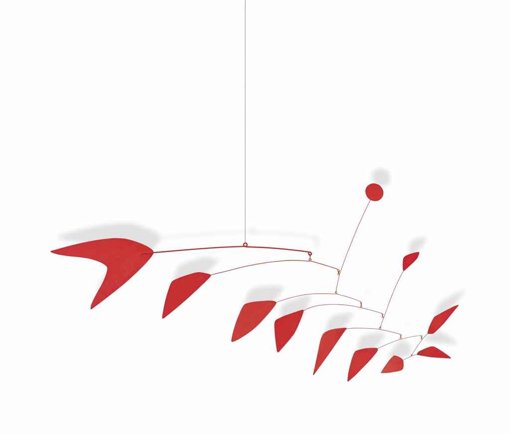 Artwork by Alexander Calder, Red Fossil, Made of hanging mobile-sheet metal, rod, wire and paint