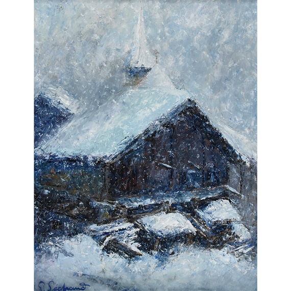 Zermatter Dorfpartie im Schnee by Paul Sechaud