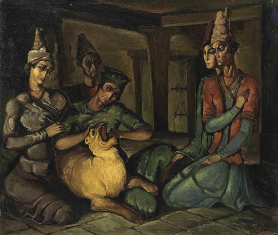Tiger healer by Lado Davidovich Gudiashvili , 1934