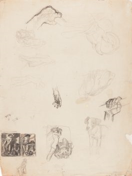 Studienblatt mit Entwürfen zu Judith und Holofernes