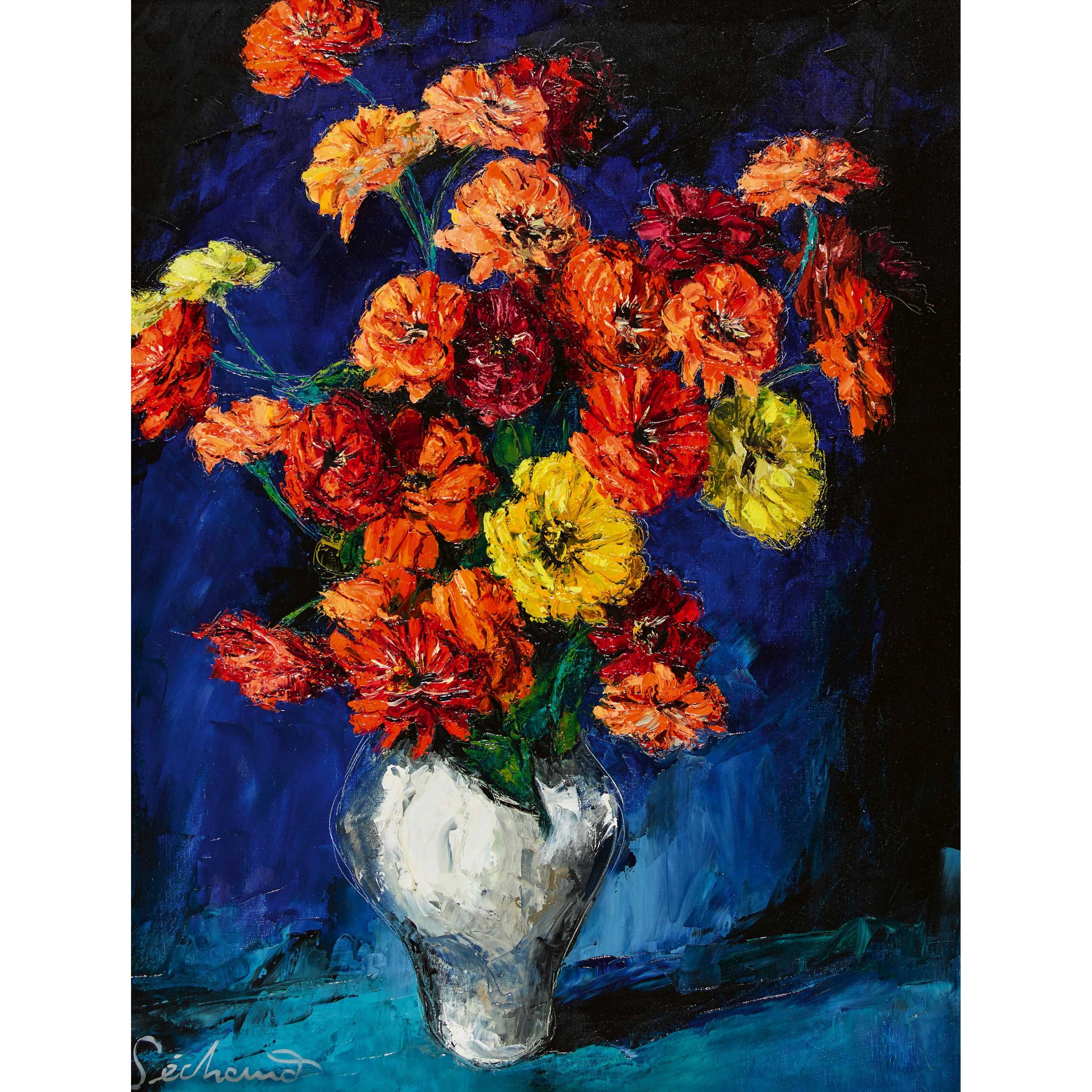 Artwork by Paul Sechaud, Dahlien in weisser Vase, Made of oil on canvas