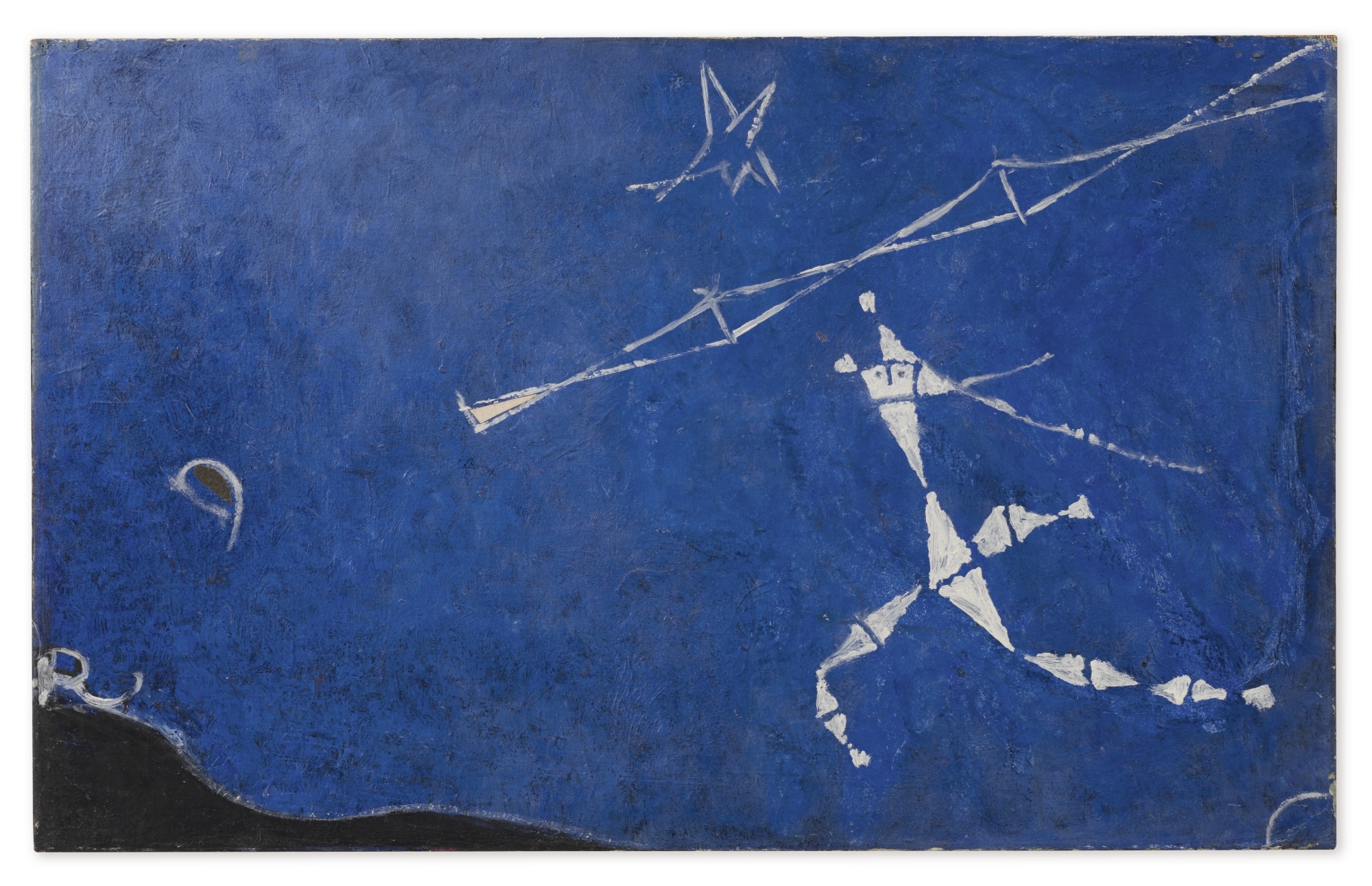 Artwork by Osvaldo Licini, ANGELO RIBELLE, Made of oil and collage on paper laid on canvas