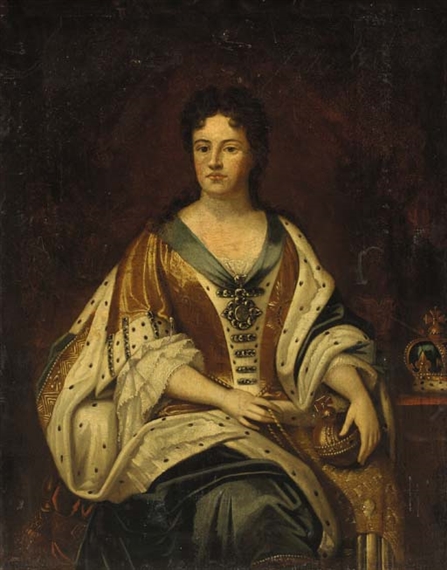 Portrait of Queen), seated three-quarter-length, in Garter robes, holding an orb Anne by John Closterman