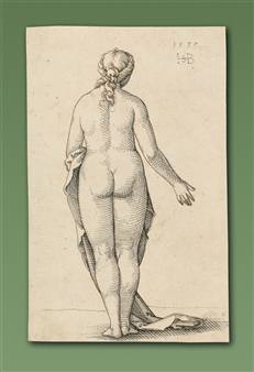 Female nude seen from behind, after Albrecht Dürer (1741–1528). - Hans Sebald Beham