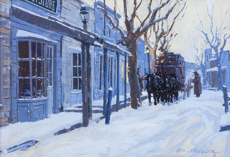 Artwork by Ned Mueller, Christmas Morning 1881, Made of Gouache on board