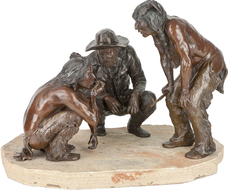 Artwork by Glenna Goodacre, White Man's Peace Pipe, Made of Bronze