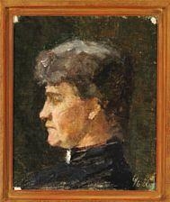Portrait of Minna Triepcke, the artist's mother, in profile by Marie Krøyer