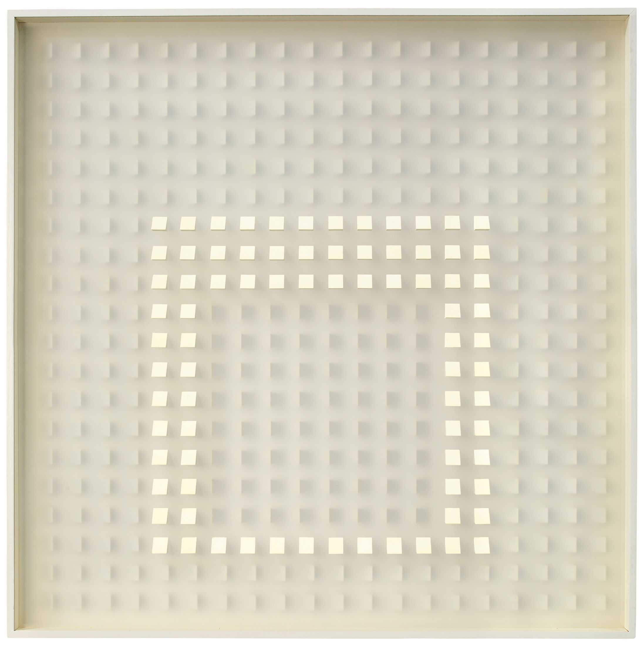 Artwork by Klaus Staudt, Huldigung an Albers 4, Made of Polystyrene white, plexiglass transparent white, painted white