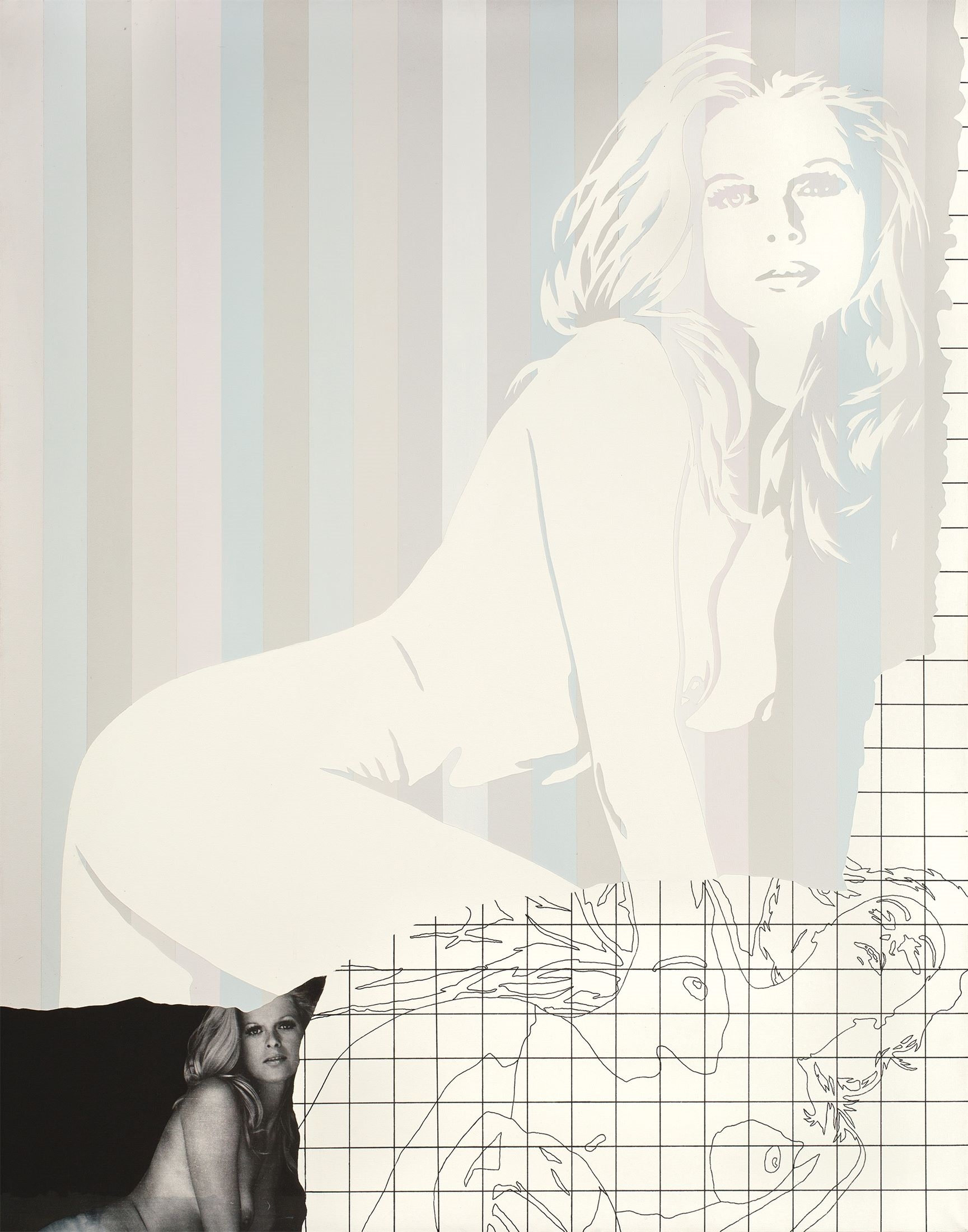 Artwork by Werner Berges, CALL-GIRL, Made of Acrylic and collaged photograph on canvas