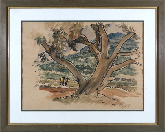 Untitled (Landscape with Figures) by Zainul Abedin