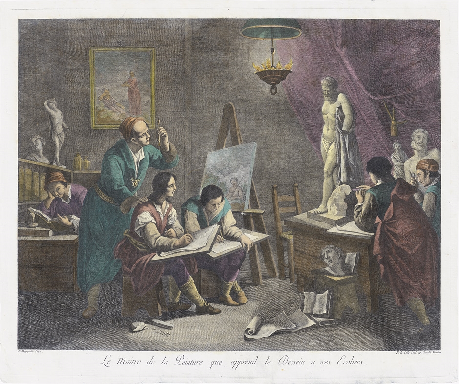 Artwork by Pellegrino dal Colle, 4 wokrs, Die Architektur - Die Bildhauerei - Die Malerei - Die Druckgraphik., Made of copper engravings and etchings