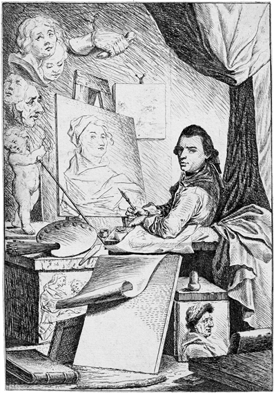 Selbstbildnis an der Staffelei by Johann Gottlieb Prestel