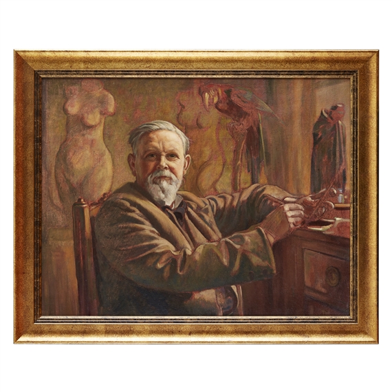PORTRAIT OF SIR FRANK BRANGWYN IN HIS STUDIO by Edward Kenneth Center