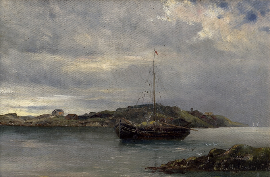 Artwork by Gustav Meissner, Abend am Frischen Haff, Made of oil on canvas
