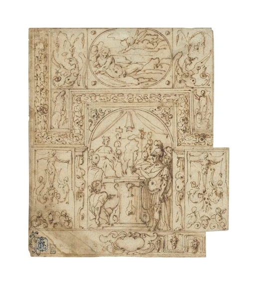 Mucius Scaevola in the presence of Lars Porsena: design for a mural decoration by Giorgio Vasari
