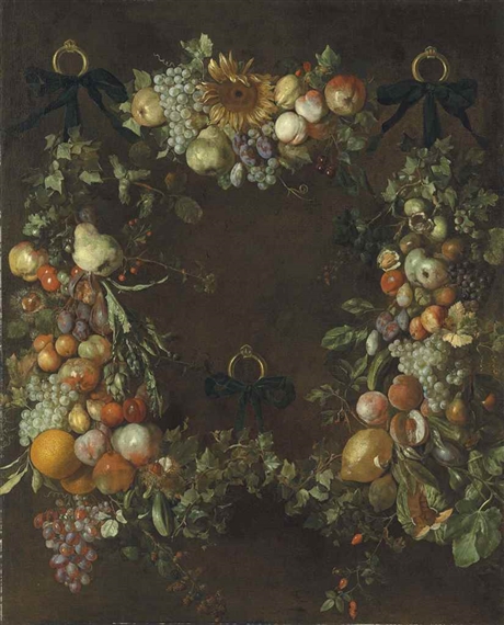 A garland of fruits and flowers by Luca Forte, before 1670
