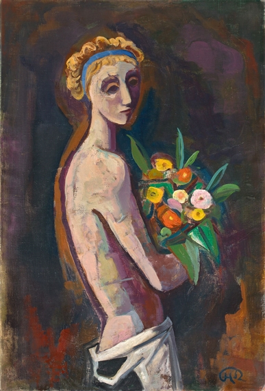 Mädchen mit Blumen by Karl Hofer, 1952
