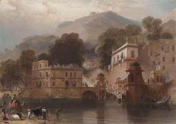 The principal gaut at Hurdwar, Northern India by William Daniell